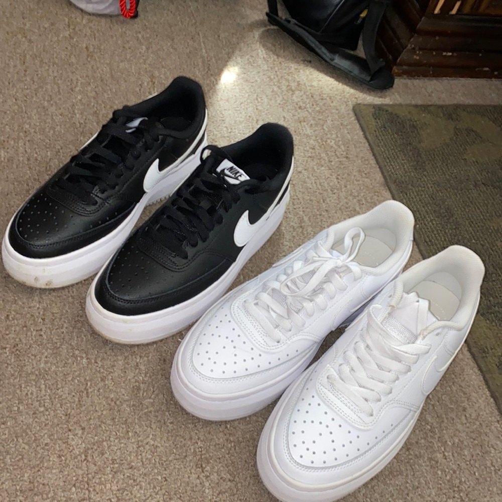 Nike Women's Dual-Tone Black and White Platform Sneakers